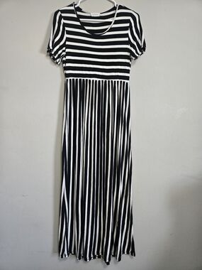 Expresso Black & White Striped Maxi Dress - Women